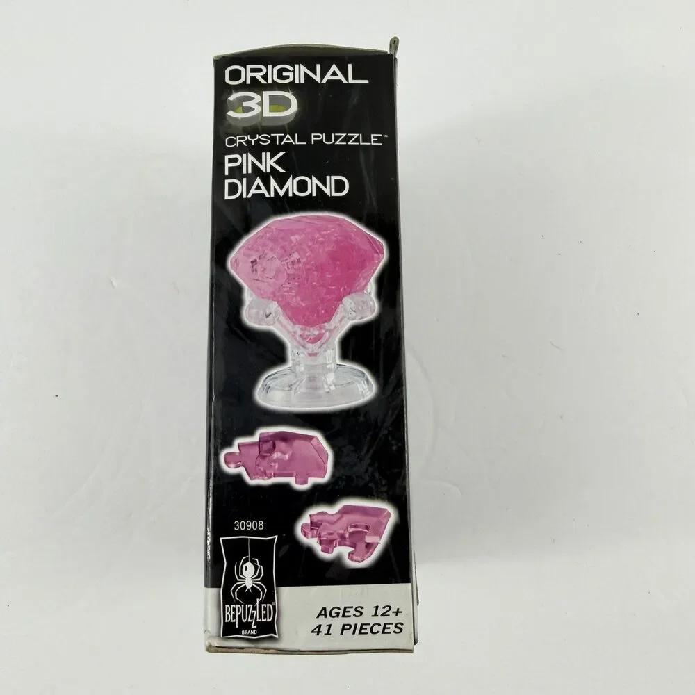 Original 3D Crystal Puzzle Pink Diamond 41 Pieces, Level 1 NEW